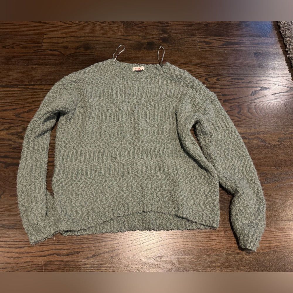Green Chunky Knit Crew Neck Sweater